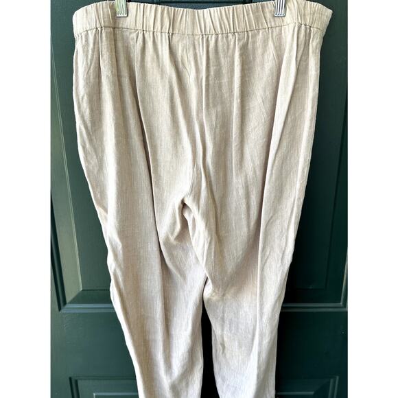 J. Jill Linen Stretch Sz M Cropped Pants Flax/Khaki with Ankle Button Details - Picture 4 of 7